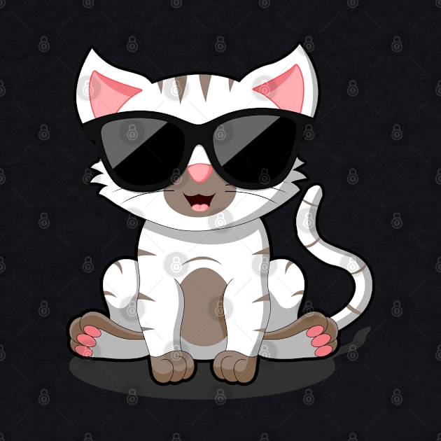 Cat With Sunglasses White Kitten Schoolgirl by auviba-design